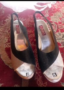 Sparkling Wedge Heels - Black &amp; Silver