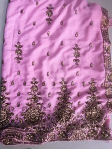 Beautiful Pink Embroidered Saree