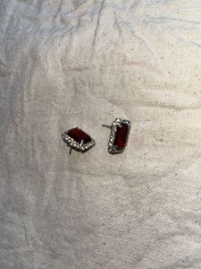Red Gemstone Stud Earrings