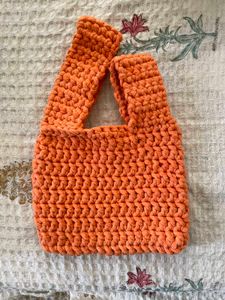 Blue Woven Tote Bag with Beaded Charm