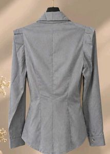 Chic Grey Striped Button-Up Shirt