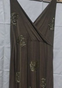 Chic Brown Draped Backless Top