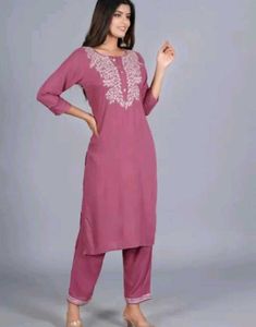 Embroidered Mauve Kurta