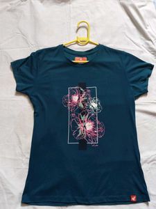 Stylish Teal T-Shirt with Floral Print
