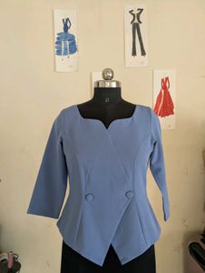 Stylish Blue Blazer Top