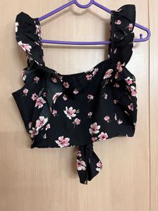 Black Floral Ruffle Co ord set