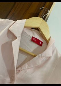 Cute Pink Short Sleeve Button-Up Shirt