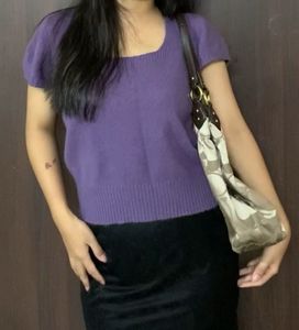 Purple Short Sleeve Knit Top