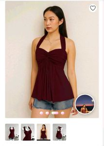 Maroon Ruched Halter top