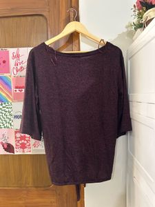 Maroon Tie-Front Top