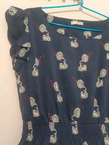 Vintage Gramophone Print Dress with lining