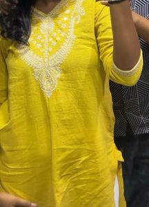 Embroidered Yellow Kurta