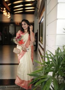 Elegant Beige & Red Saree with Blouse ✨
