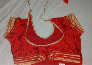 Red & Gold Readymade Saree Blouse