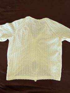 White Ruched V-Neck Top