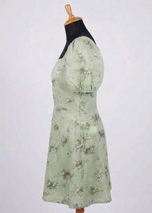 Light Green Floral Puff Sleeve Dress