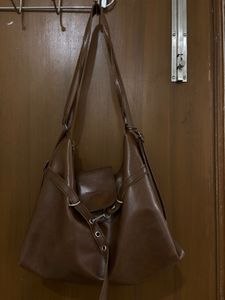 Chic Brown Faux Leather Shoulder Bag