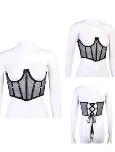Sheer Black Corset Top with Chain Detail