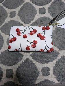 Coach Cherry Print Wristlet Pouch