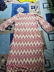 Women's Pink Chevron Print Kurta