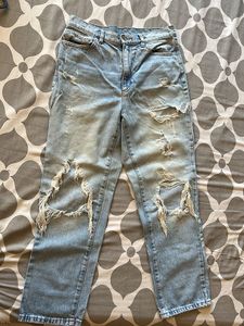 Distressed Light Wash Denim Jeans