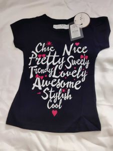 Cute Navy Blue T-Shirt with Heart Graphic