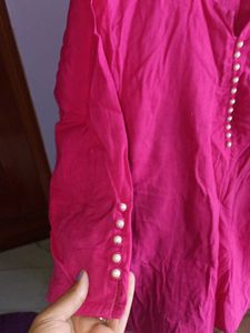 Hot pink beaded short kurti
