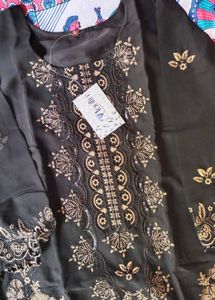 Elegant Black Kurta Set with Gold Embroidery