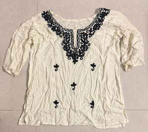 Embroidered Cream Kurta