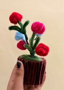 Cute Pipe Cleaner Flower Pot Decor💕