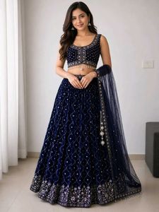 Stunning Blue Velvet Lehenga Choli