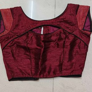 Stylish Checked and Striped Saree with designer bl