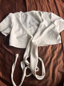 White Wrap Crop Top