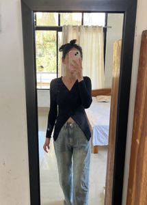 Stylish Black Wrap Top