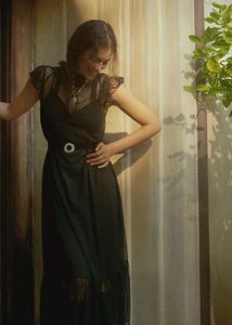 ANTHROPOLOGIE BLACK SHEER  LONG MAXI DRESS