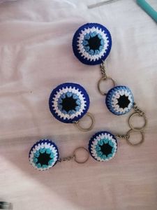 Crochet Evil Eye Keychain set