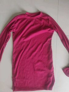 Pink Mock Neck Long Sleeve Top