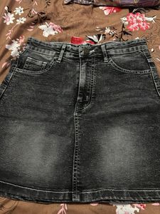 Grey Denim Mini Skirt