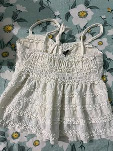 Cream White Lace Trim Cami Top