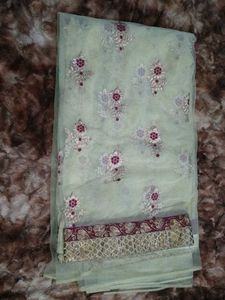 Embroidered Net Saree