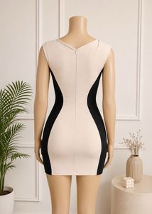 Cream &amp; Black Bodycon Mini Dress