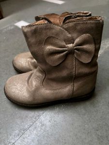 Kids Faux Leather Boots With Bow(2.5-4 yrs)