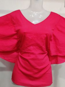 Chic Pink Batwing Sleeve Top