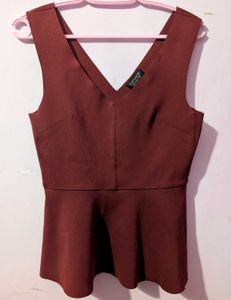 Chic Peplum V-Neck Sleeveless Top