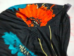 Black Floral Print Sleeveless Dress
