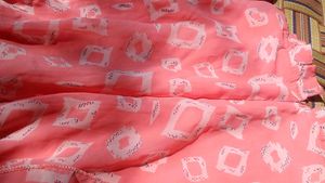 Charming Pink Dress Material with White Print