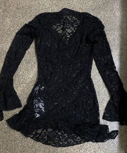 🐈‍⬛Savana Black Lace  Sleeve  Dress