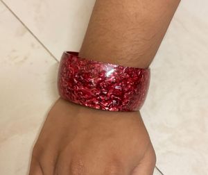 Red Textured Bangle Bracelet