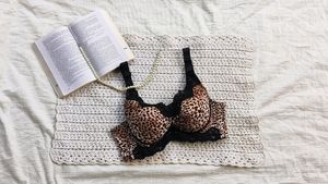 Leopard Print Lace Trim Bra