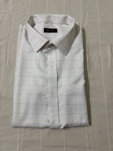 MEN WHITE CHECK FULL SLEEVES FORMAL SHIRT